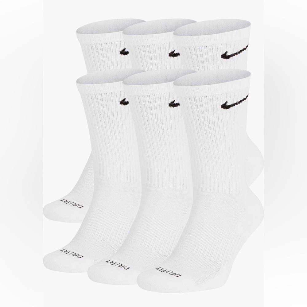 Nike Everyday Plus Cotton Cushioned Crew Socks White Men's 10-13, Women's 8-12